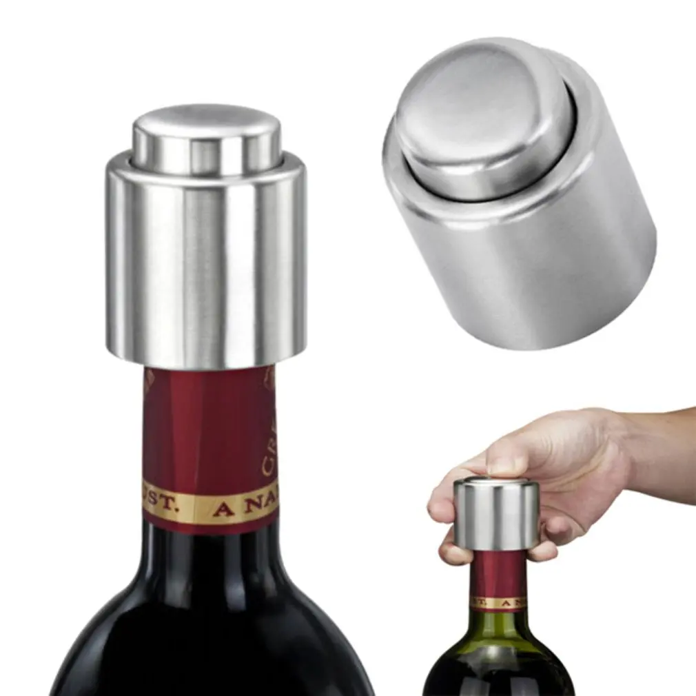 

Stainless Steel Corkscrew Wine Bottle Stopper Vacuum Sealed Red Wine Bottle Spout Liquor Flow Stopper Pour Cap Kitchen Tools