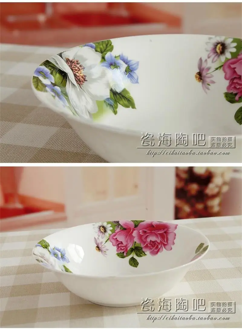 9 inch, bone china dinner serving tray, floral wedding decorative plates, ceramic soup plate, porcelain servies et dishes