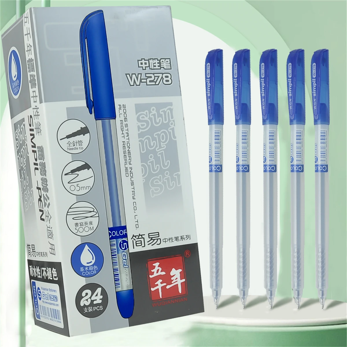 WQN-3/6/12 Stück blaue Neutralstiftspitze 0,5 mm Bürogebrauch Unterschriftenstift Arzt verschreibungspflichtiger Schreibstift