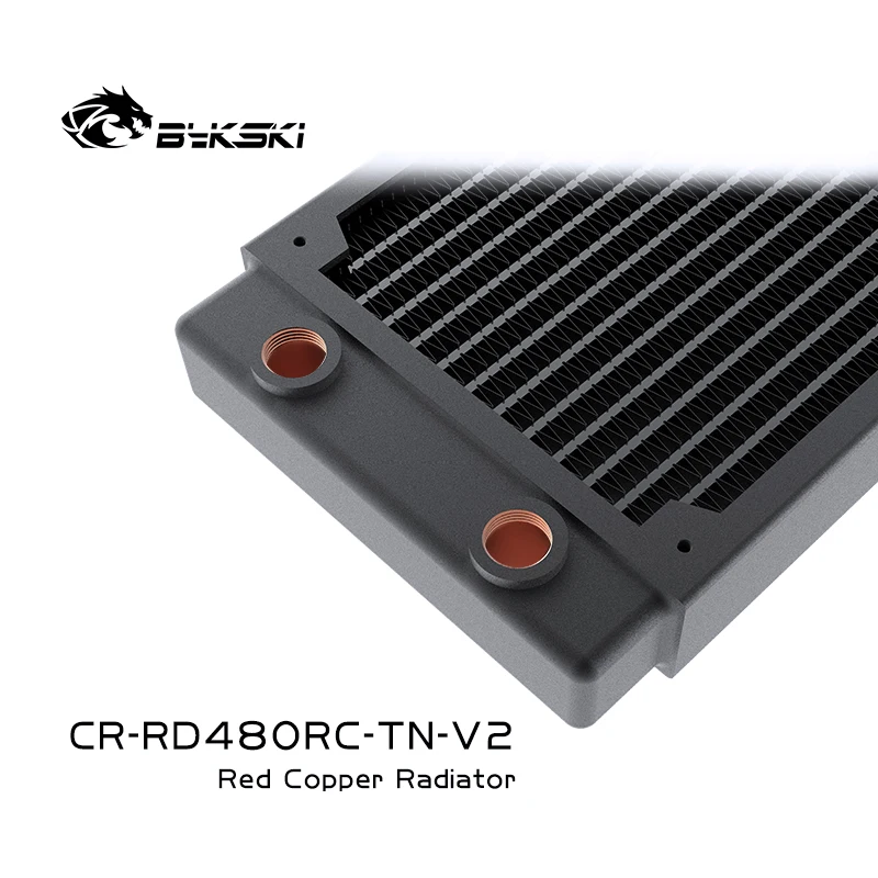 Bykski-radiador Fino com Suporte de Cobre Vermelho 120 mm Fan 240 mm 360 mm 480 mm 14 Fpi 120 mm Fan Water Cooling Liquild Cooler Row 30 mm - Imagem 3
