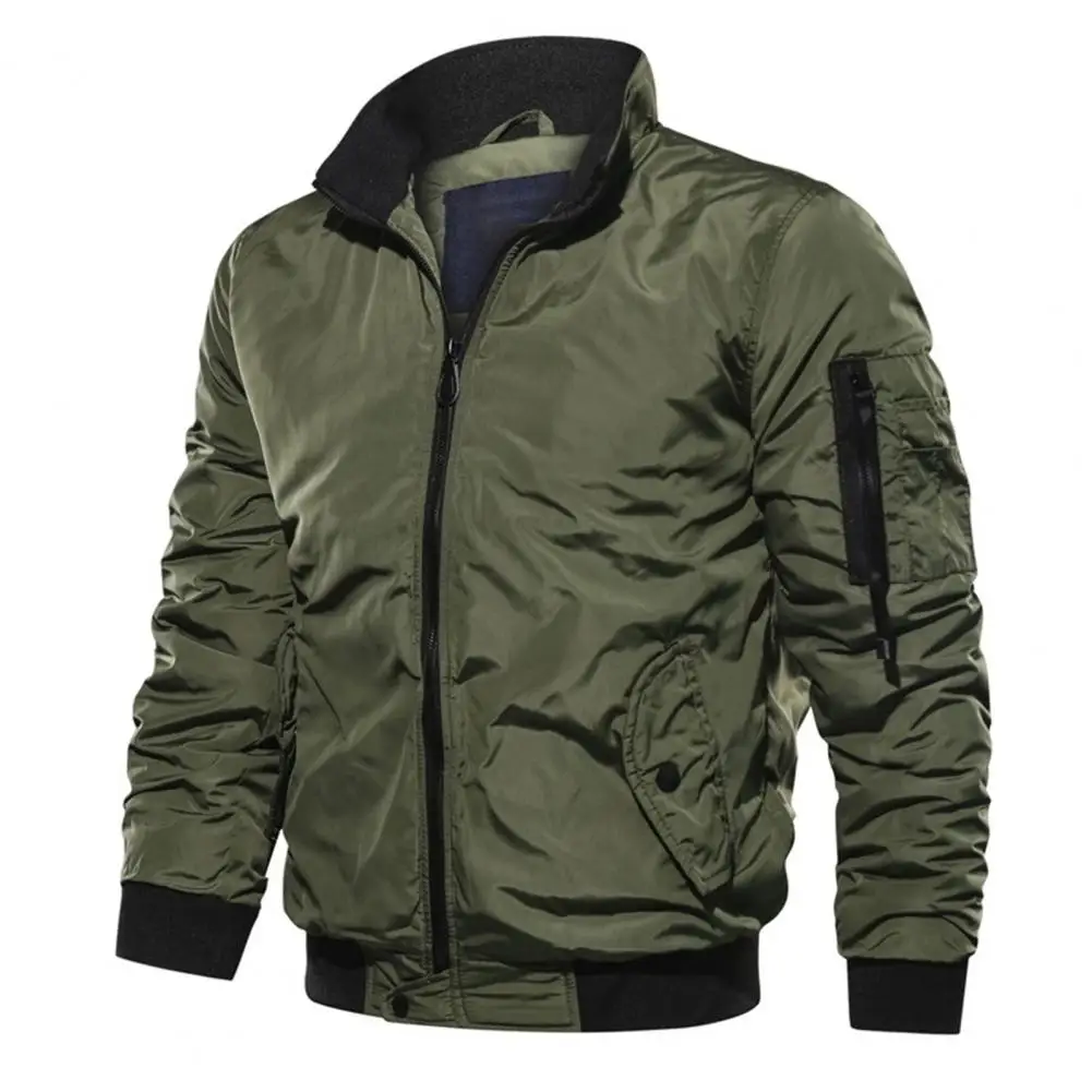 Male Cotton Jacket Windproof Outerwear Autumn Windbreaker Man Thickened Windshield Jacket Slant Pockets Waterproof Casual Jacket