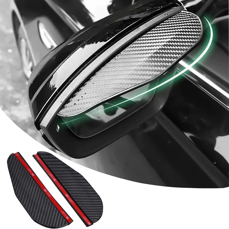 Car Rearview Mirror Visor 2PCS Carbon Fiber Car Rearview Side Snow Sun Rain Cover Mirror Accessories