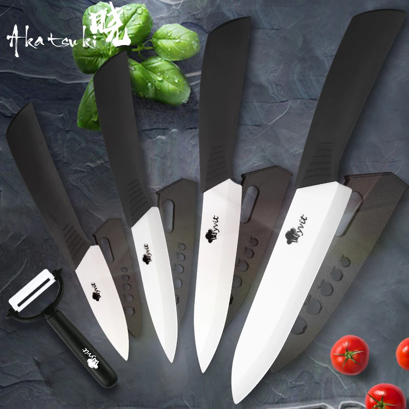 CeramicKnives3456inchFruitSlicingUtilityChefKnifeWhiteZirconiaBladeKitchenKniveswithVegetablePeeler