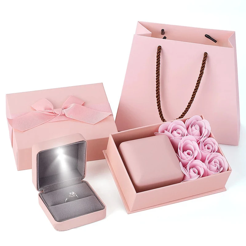 ArtificialRoseJewelleryBoxRingEarringsNecklaceStorageWedding