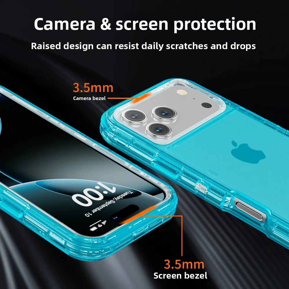 Transparent 3-in-1 Rugged Shockproof Phone Case with Armor Protection