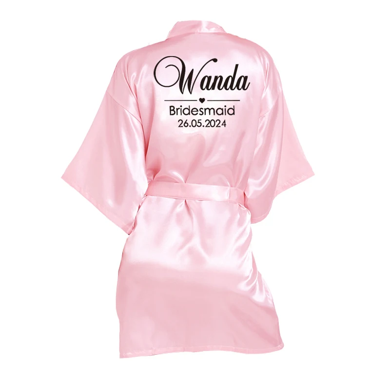Customized Name Date Wedding Bathrobe Faux Silk Bridal Robe Bride Bridesmaid Wedding Robes Woman Bachelorette Hen Party Best Sellers In Women's Clothing