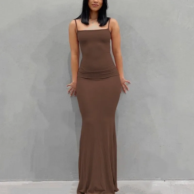 Sleeveless Backless Slim Sexy Maxi Dress Women Party Y2K Concise Bodycon Elegant Birthday Dresses Female Clothing