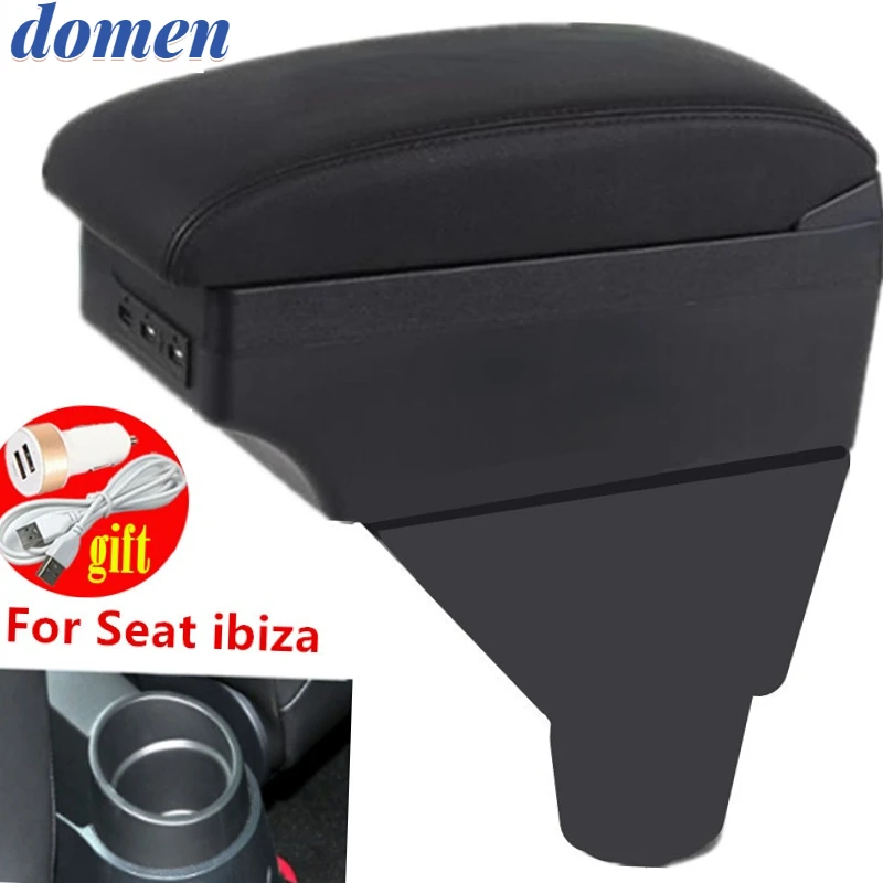 Reposabrazos Montaje Sin Taladro Reposabrazos Central Para Seat Ibiza 3 (6L) – Con Almacenamiento, Piel Sintética Negra, Fácil Instalación Accesorio Consola Almacenamiento