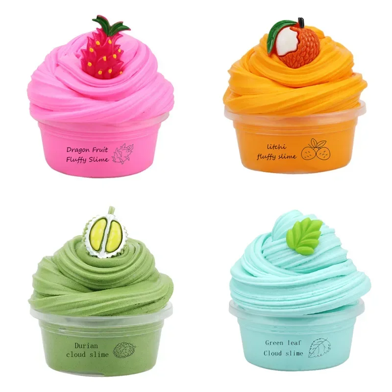 Slime Stress Relief Slime Toy Non-sticky for Children Soft for Child 60ml Butter with Charm Super Fruit Cherry Children slime kit fluffy slime