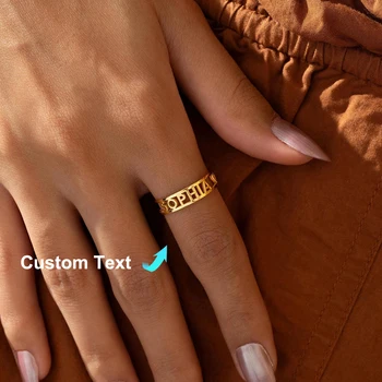 Customized Name Rings for Women Men Personalized Stainless Steel Name Ring Handmade Engagement Couple Ring Custom Jewelry Gifts