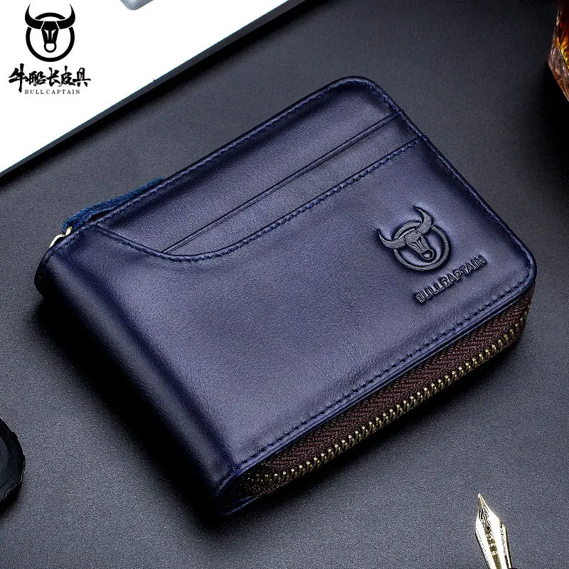 The Best Birthday Gift for Lover or MEN Fashion Genuine Leather Short Style Soft Cow Leather Card Dollar Clip Coin Purse Wallet