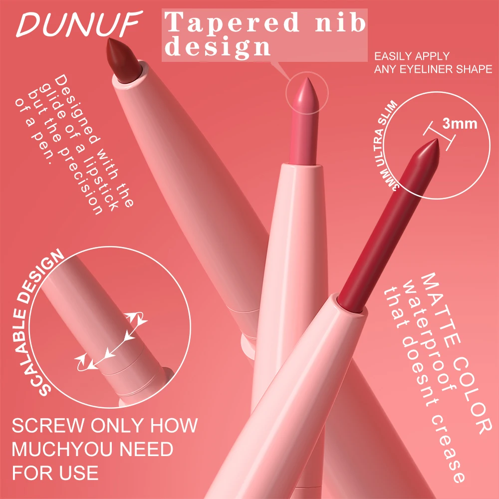 DUNUF 12 Colors Soft Matte Lip liner Long-Lasting, Waterproof , Easy Coloring Non-fading Color Moisturising Lipstick Lips Makeup 3