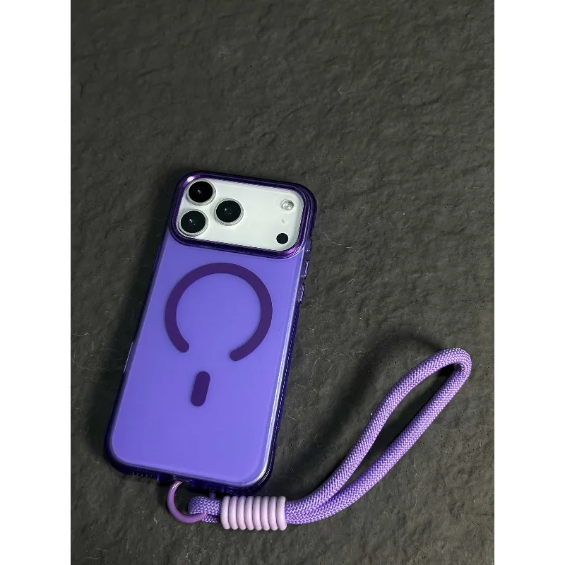 Translucent Magnetic Wrist Strap Phone Case - Matte, Anti-Drop & Shockproof Cover
