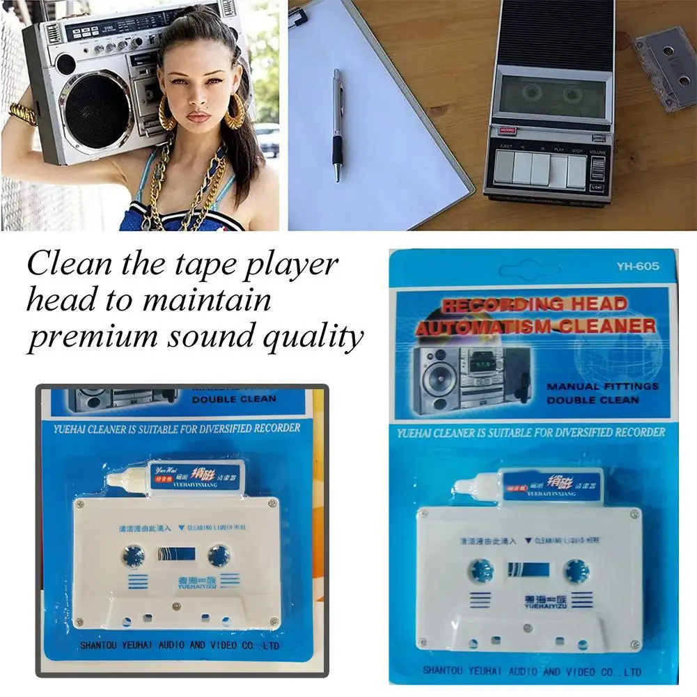 Cassette Tape Cleaner 1 Set Audio Cassette Tape Recorder Head Cleaner & Repeater Audio Cassette Tape Player Wet/dry Head Cleaner Home Accessories