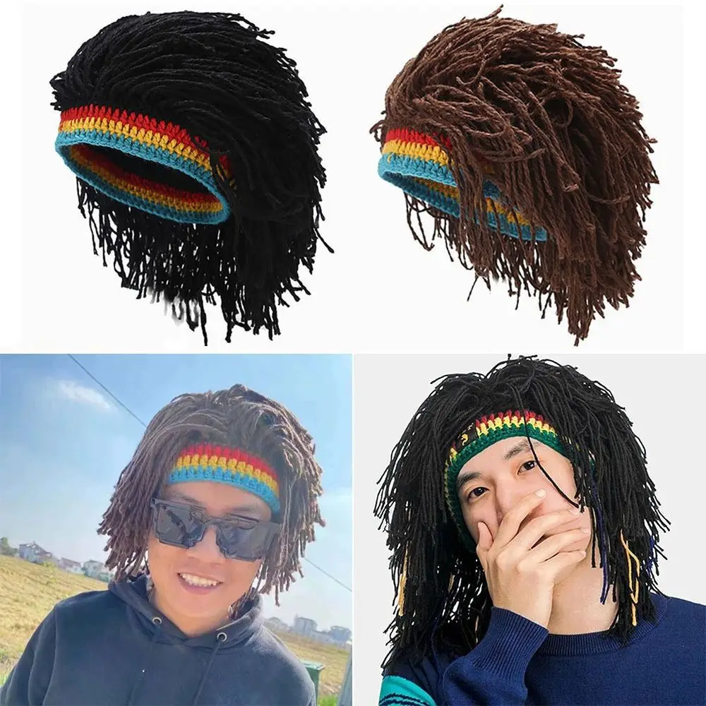 

Black/Brown Wig Braid Hat Trendy Fiber Hip-hop Reggae Dreadlocks Wig Reggae Africa Roots Wig Nightclub