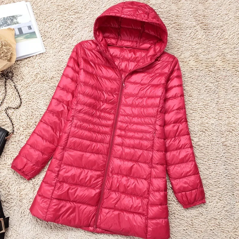Plus Size 5XL 6XL 7XL Women's Hooded Puffer Jackets 2023 New Arrivals Female Ultra Lightweight Packable Warm Slim Fit Down Coat - Image 4
