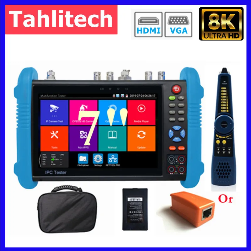 CCTV Camera Tester IPC-9800MOVTADHS Pro IPC Tester Support 8K IPC Camera And VGA 8MP AHD CVI TVI Test Wifi PTZ Cable Tester HDMI PoE CCTV