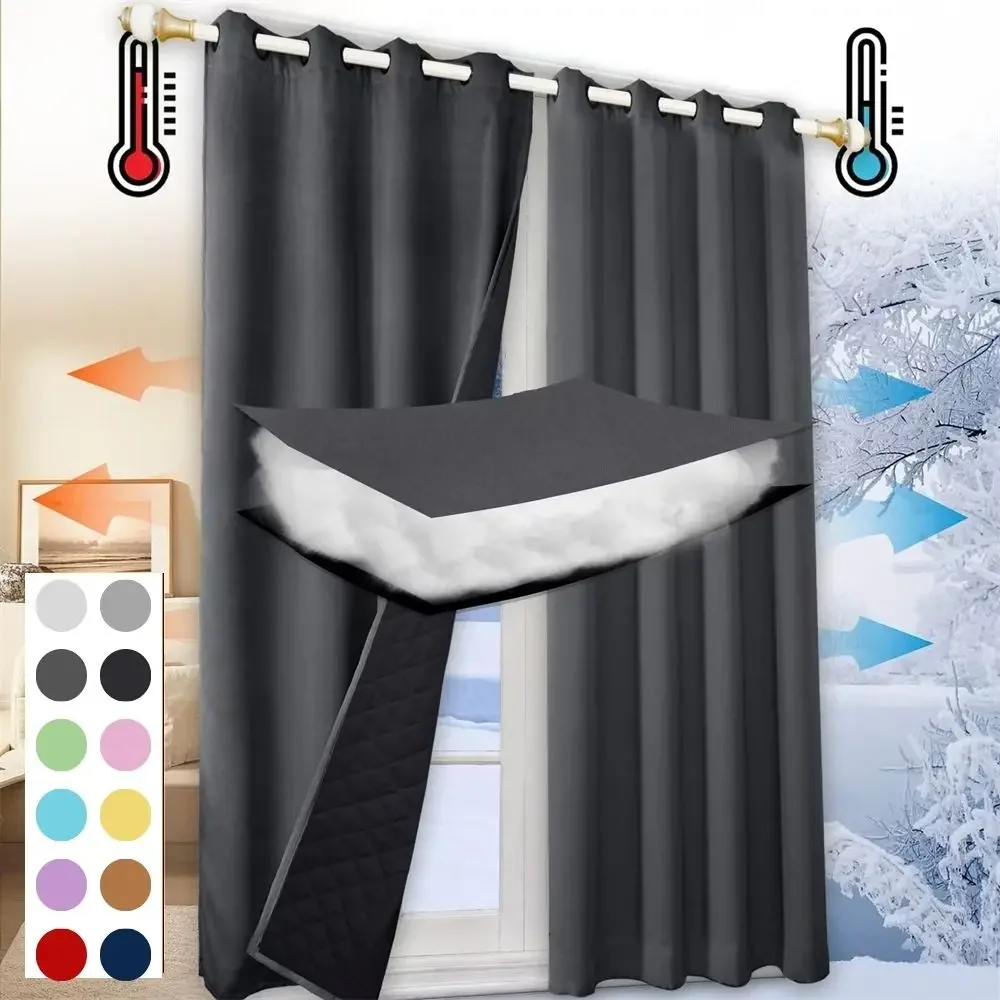 Cortinas de algodón personalizadas, aislamiento térmico, a prueba de frío, insonorizadas y a prueba de viento, engrosadas cortinas para el hogar, Invierno