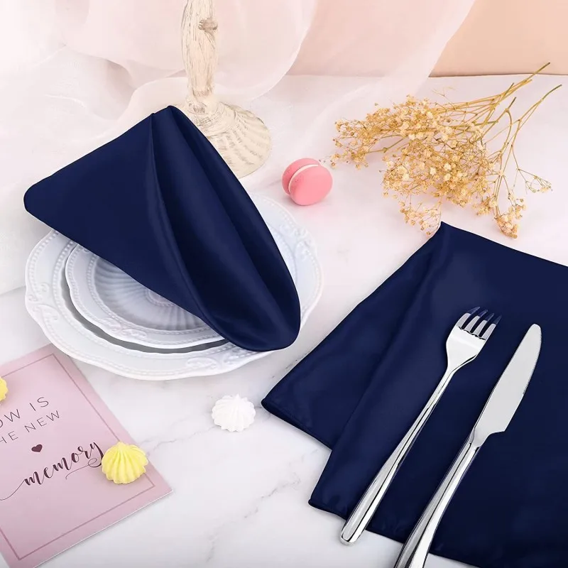 Description Picture 3 of itemSatin Napkin for Table Decoration, Dinner Towel for Wedding Party, Home, Hotel, Christmas, Green, 43cm x 43cm, 7Pcs