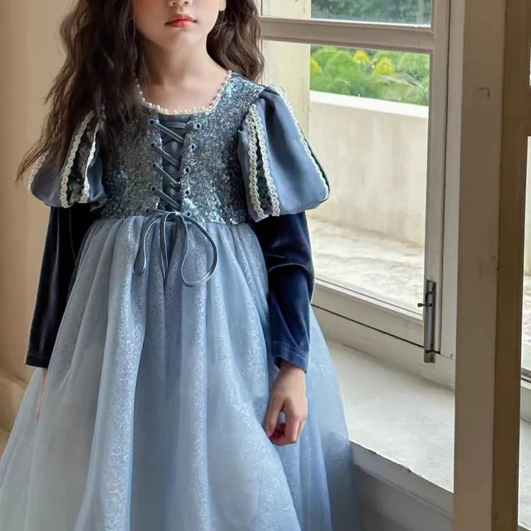 Girls Dress 2023 Spring  Autumn New Western Style Children Trendy Birthday  Little Girl Princess Dress - 2