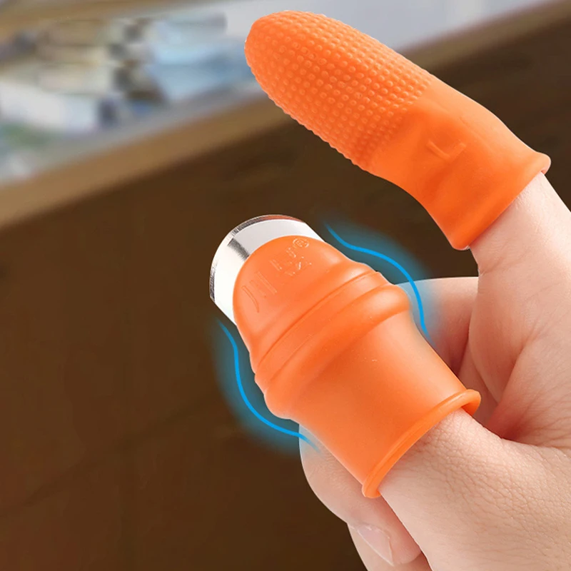 6PCS/set Silicone Finger Protector With Blade For Fruits Vegetable Thumb Knife Finger Guard Kitchen Gadgets Kitchen Acces