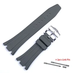 Premium 26mm 27mm Silicone Diving Watchband Strap - Soft Rubber Sport Wrist Bracelet - 26mm or 27mm (Gray - Silver)