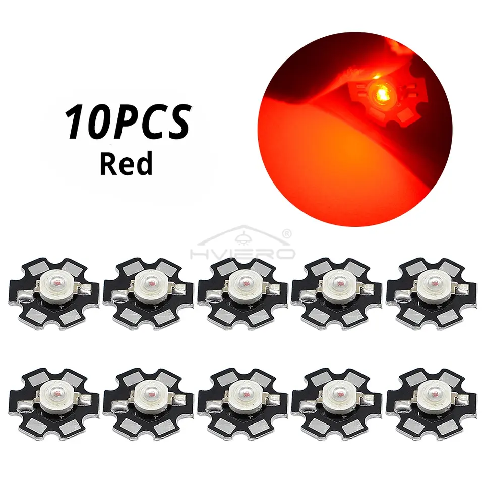 10X 20mm 3V 3W Led High Power Chip Light Bead White Red Blue Green Led Beads Emitter LED Bulb Diodes Lamp with Star Min Heatsink image 10