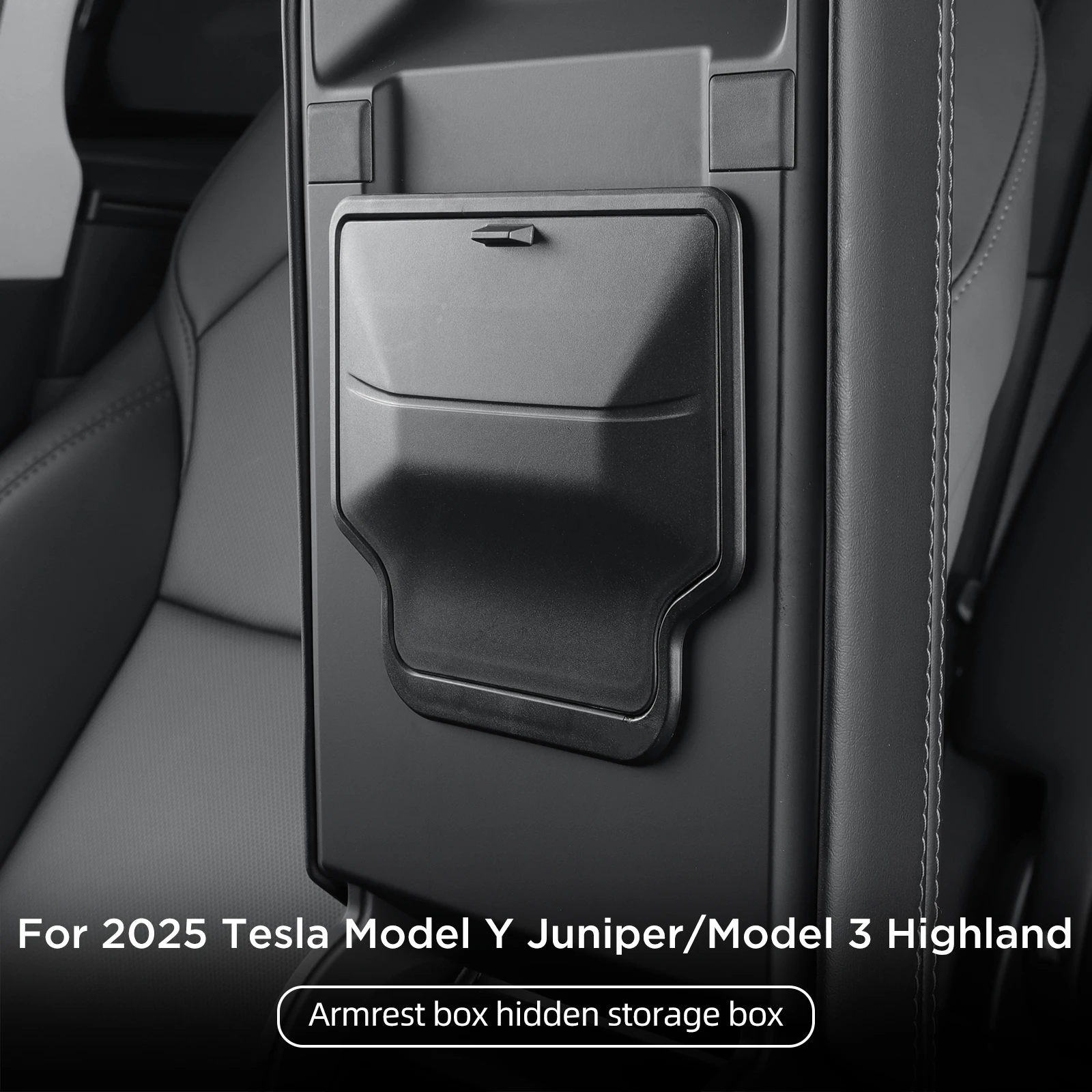 LUCKEASY für Tesla Model Y Juniper/Model 3 Highland 2025 2026 Auto-Armlehnen-Organizer mit verstecktem Stauraum aus ABS-Zubehör – Detail 1