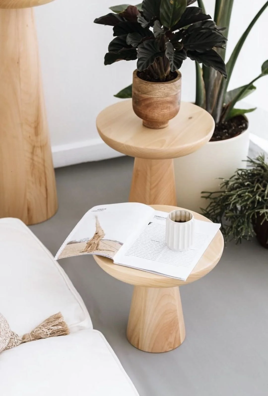 MUSHROOM SIDE TABLE Mini Handmade Dining Round Convertible Coffee Table