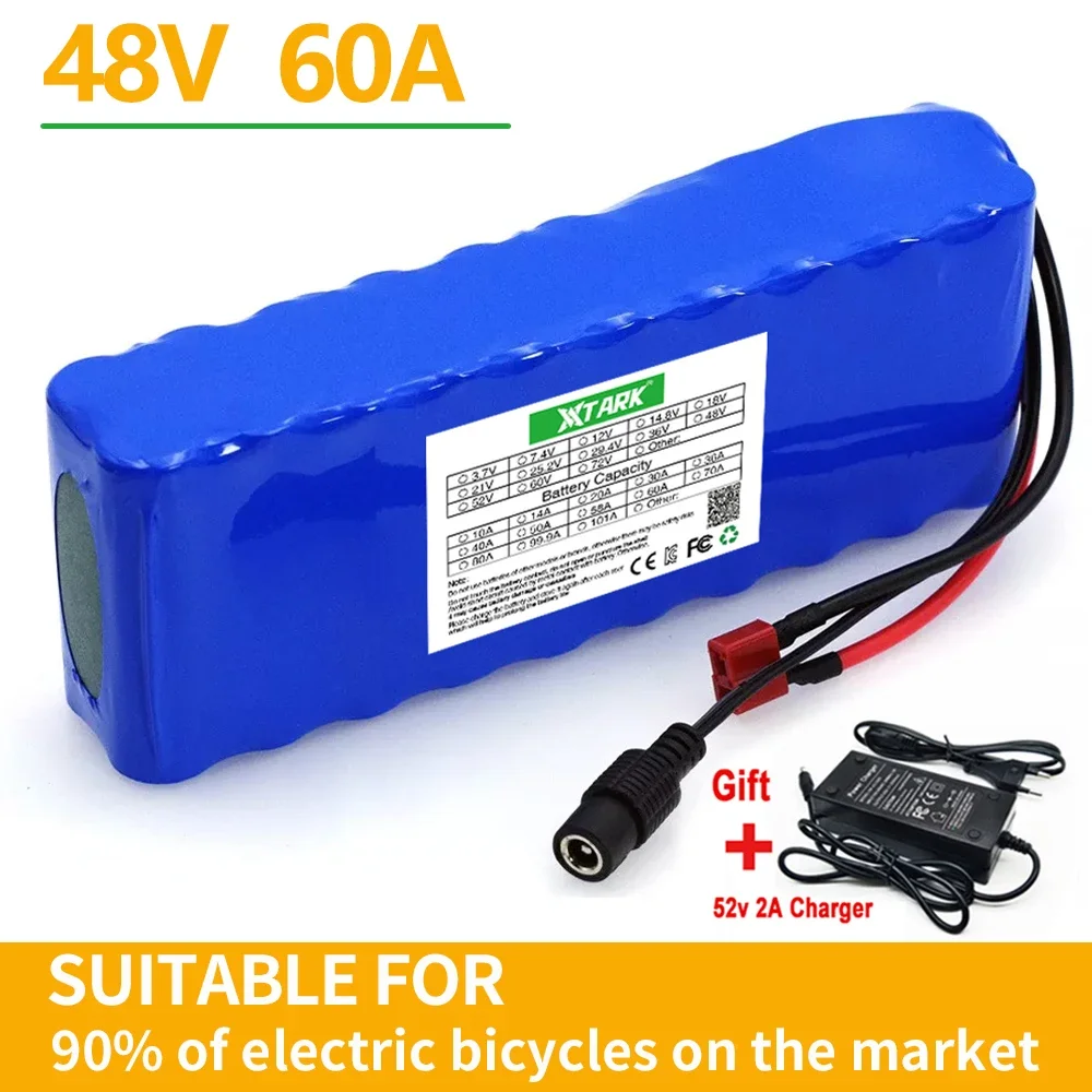 

48v Lithium Ion Battery Pack 13S2P 60000mah 1000w DC Or T Plug Built-in BMS For Ebike Electric Bicycle Batteries Bateria