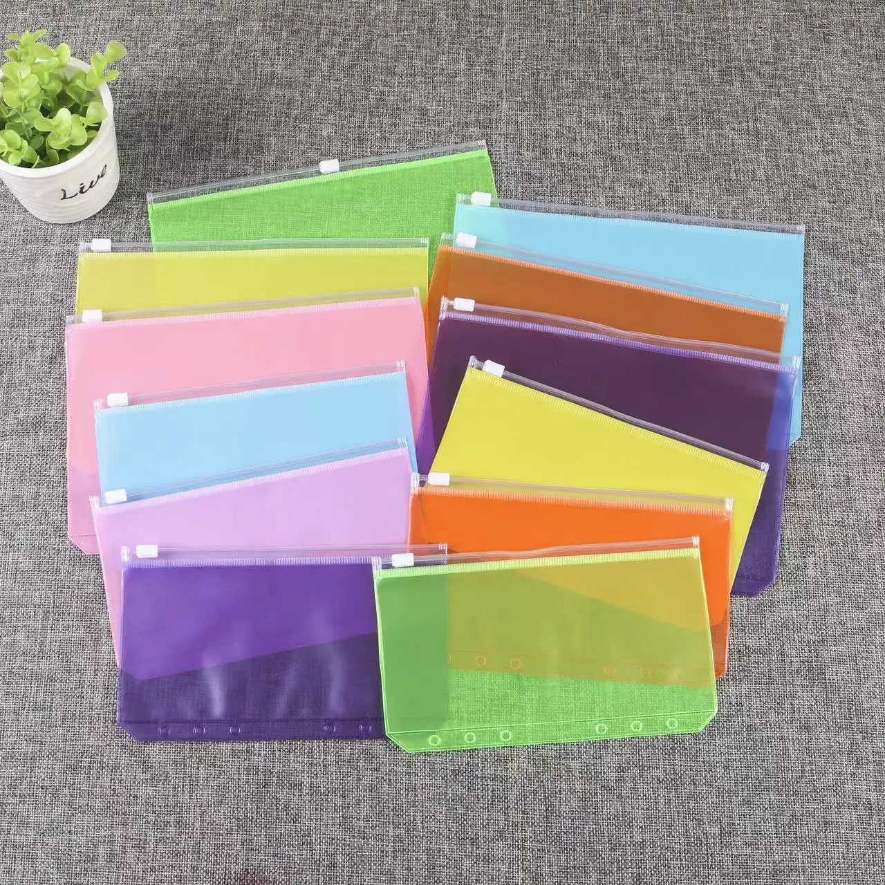 6PCS A6 Binder Pockets Binder Zipper Folders for 6 Ring Notebook Binder