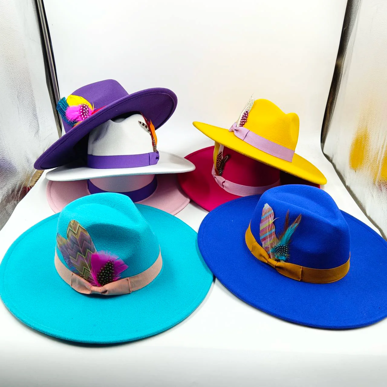 Sombrero 9.5cm Fedora hat bow feather accessories autumn and 