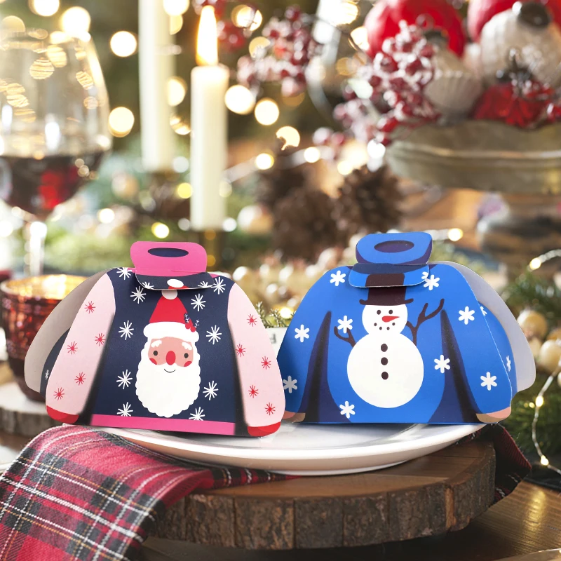 12/24Pcs Christmas Candy Box Cloth Shape Chocolate Gift Packaging Box Bag 2025 Merry Christmas Decoration 2025 New Year Supplies