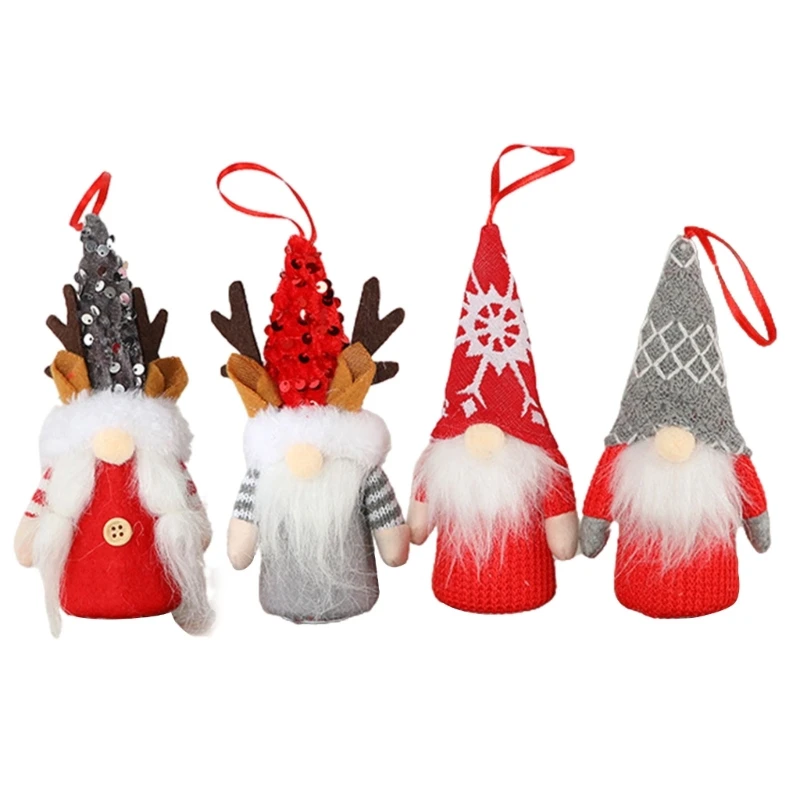 

Christmas Gnome Sequins Hat Ornament Tree Hanging Pendant Tiered Tray Decoration for Festival Party Kitchen Dining Table