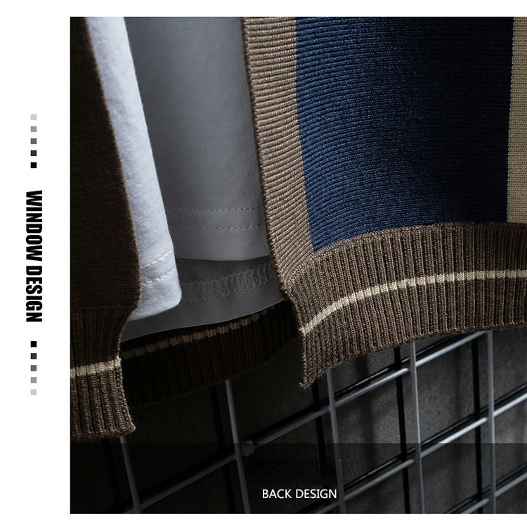 Description Picture 6 of itemStreetwear Fashion Contrast Color Striped Male Cardigan Korean Style Knitted Casual Luxury Men's Sweater Mens Designer Clothes