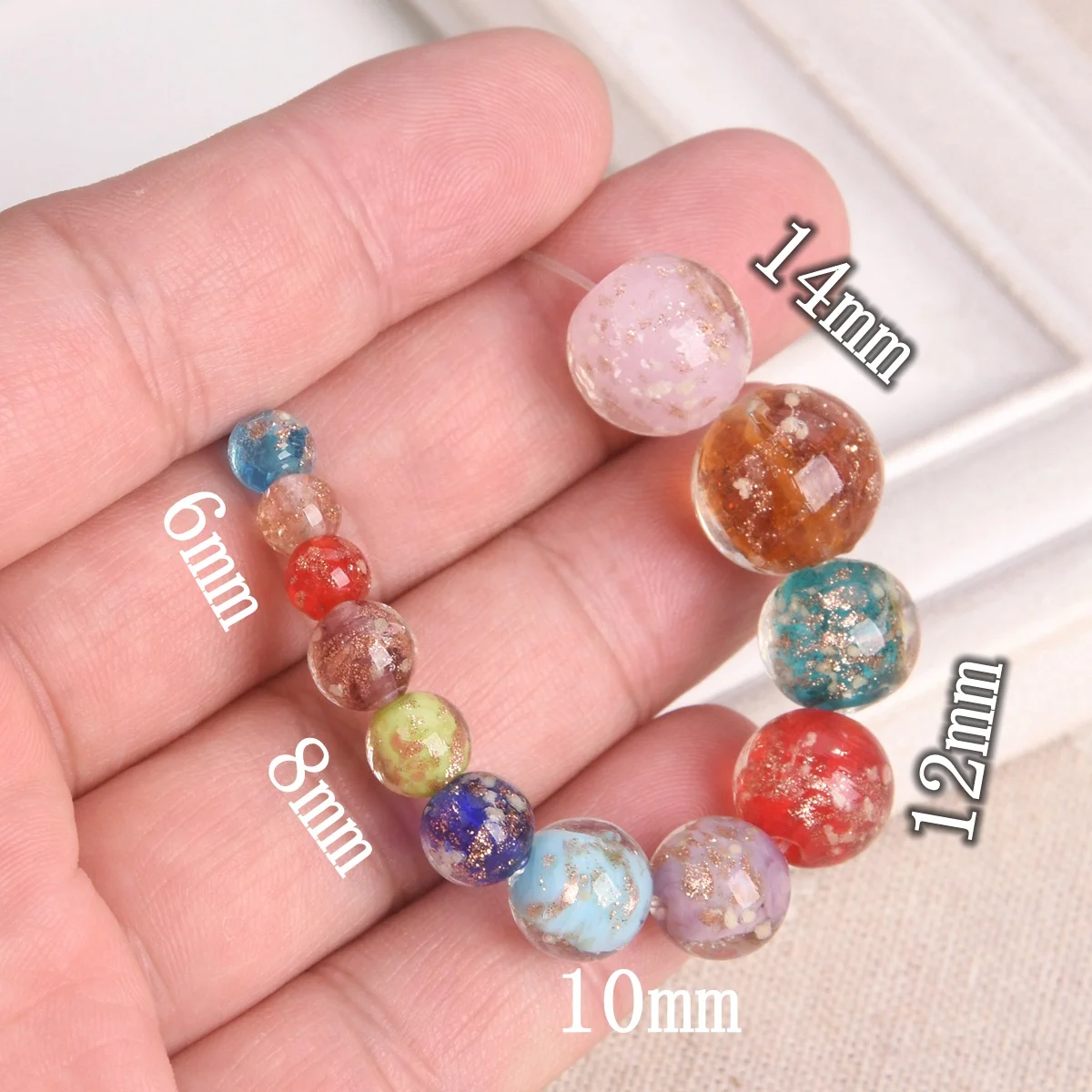 Glass Beads 10pcs 6mm-14mm Handmade Luminous Lampwork for Jewelry Making DIY Crafts