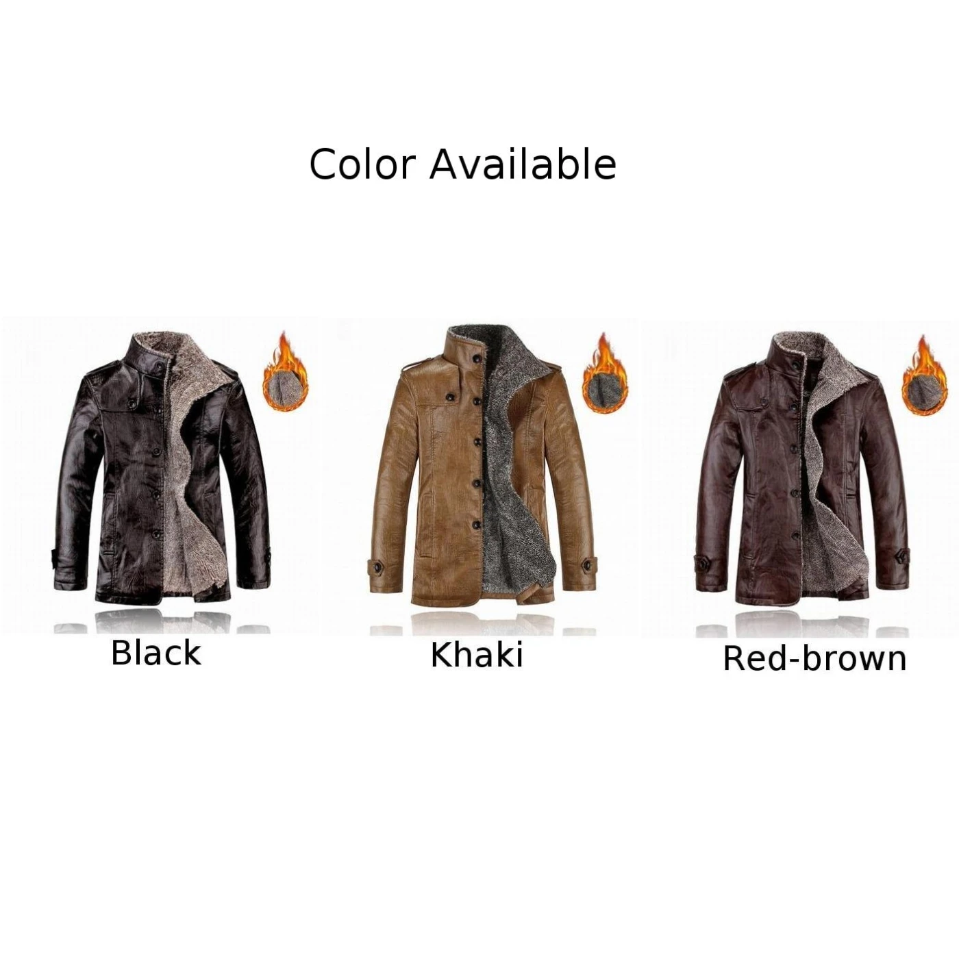 Hot Comfort Fashion Men Coat Mens Jacket Fur Inside Handsome Lapel Long Sleeve Moto Coat Collared Faux Leather