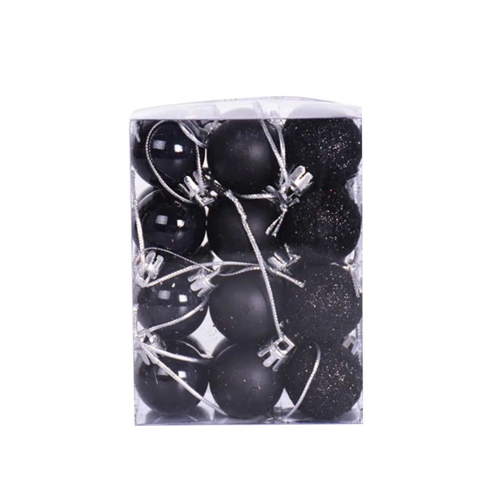 

24pcs 4cm Christmas Tree Hanging Balls Plastic Pendants Christmas Ornaments Decor (Black)