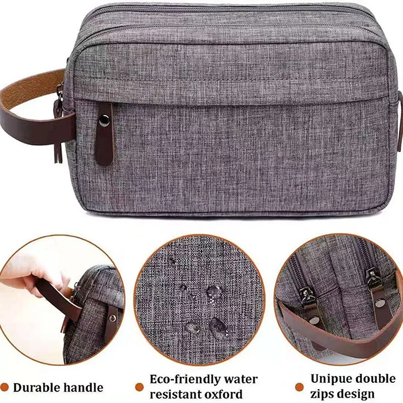 Casual canvas cosmetic bag makeup organizer cosmetic storage bag toiletry bag makeup bag cosmetic case with leather handle travel men wash shaving women waterproof organizer
