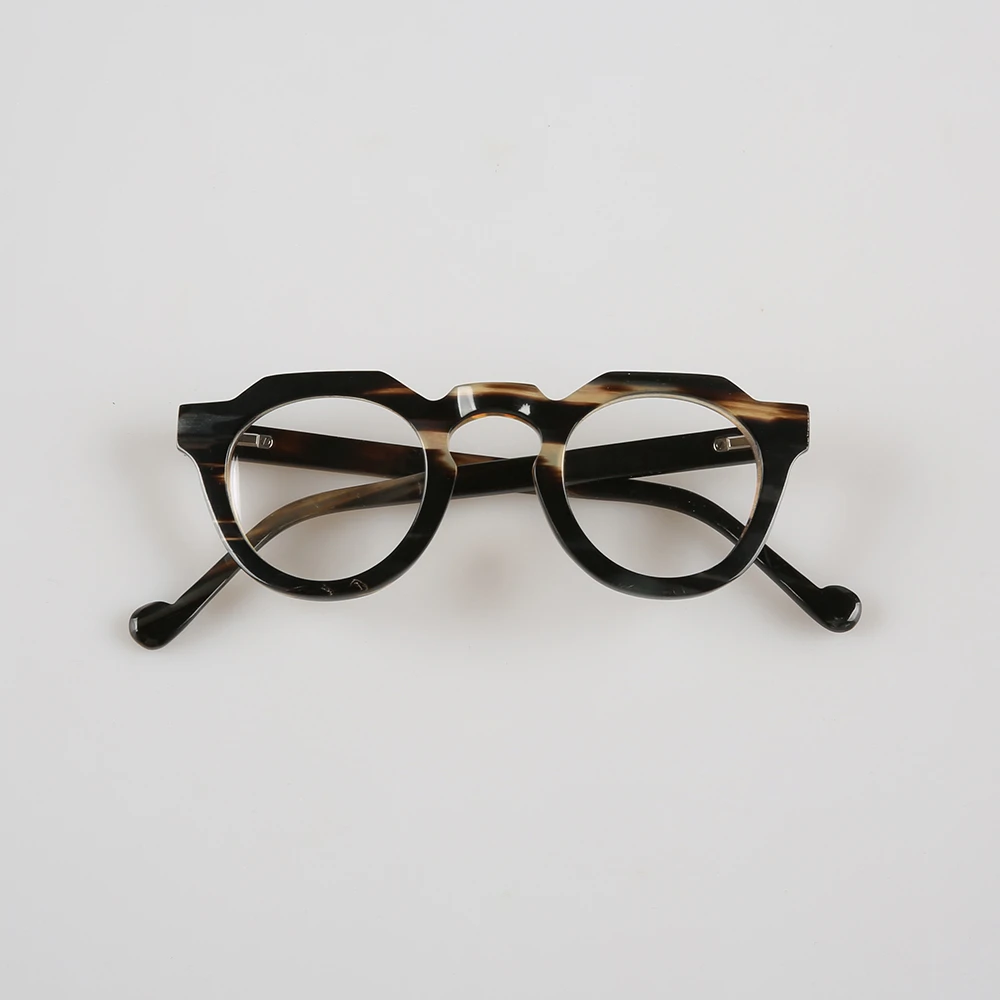 Retro Spectacle Round Genuine Natural Horn Optical Glasses Frame Men ...