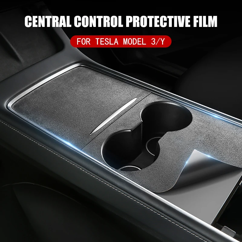 

For Tesla Model 3 Y 2021 2022 Center Console Panel Sticker Suede Film Carbon Central Control Cover Car Interior Accessories