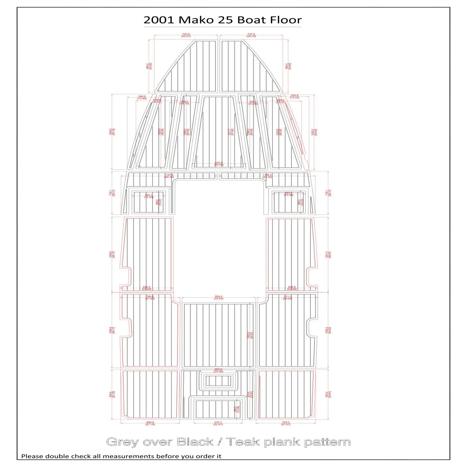 

2001 Mako 25 Swim Platform and Cockpit Boat EVA Foam Faux Teak Deck Floor Pad