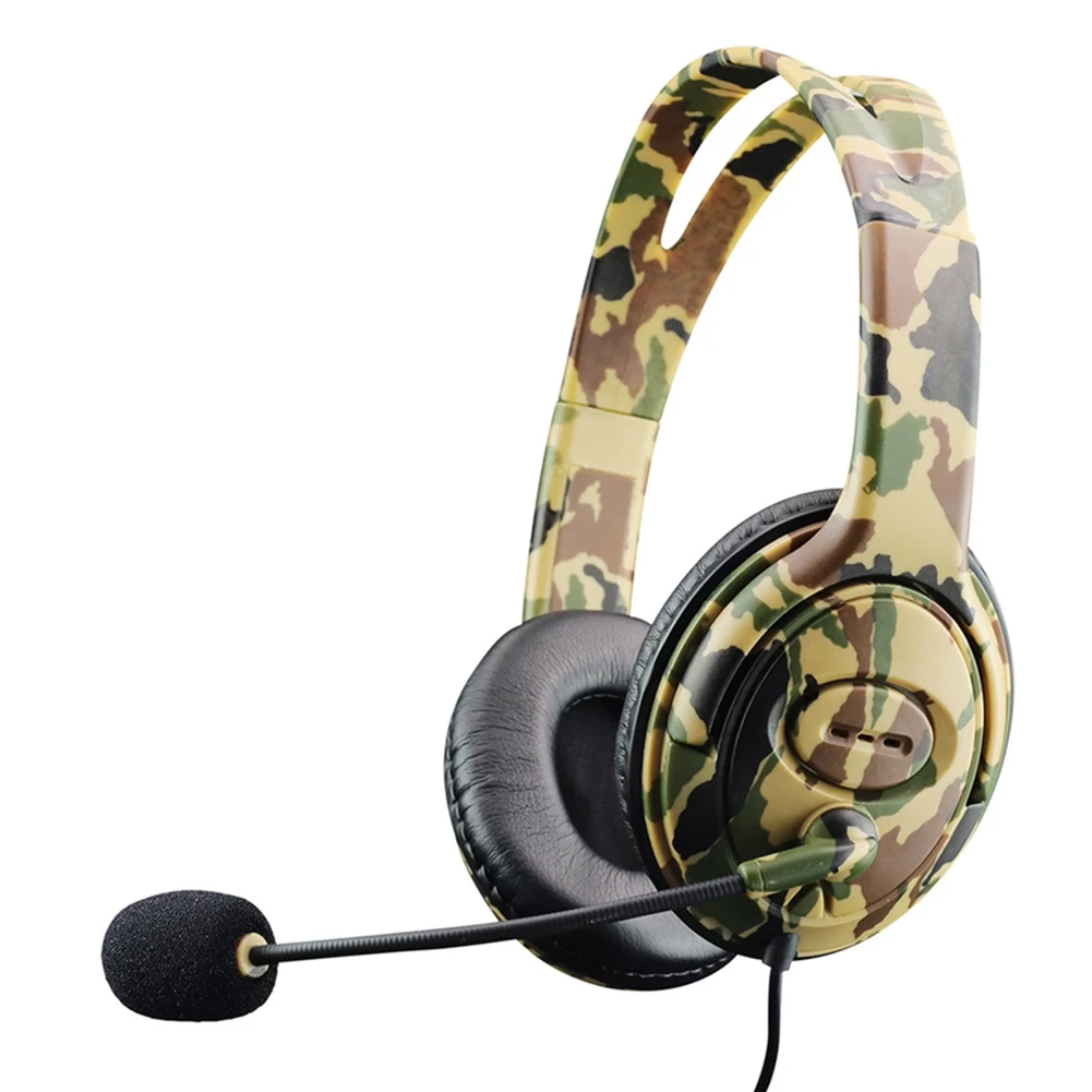 Wired Camouflage Gaming Headset 3.5mm Plug Over-Ear Headphone with Mic Volume Control Gaming Headphone for PS4/Laptop/Computer