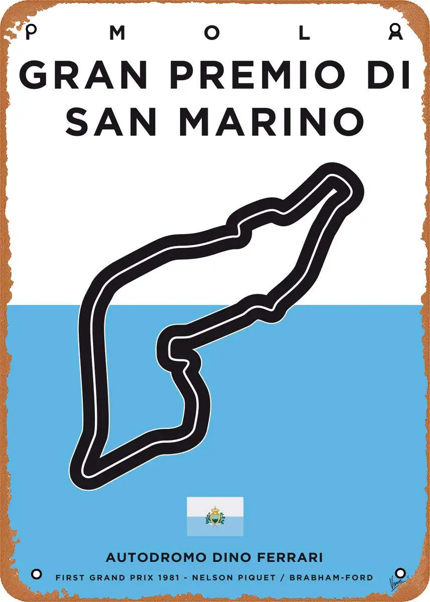 Металлический знак Mirace-плакаты My F1 Racetrack My F1 Imola Track минималистичный плакат-8x12 винтажный стиль оловянная пластина