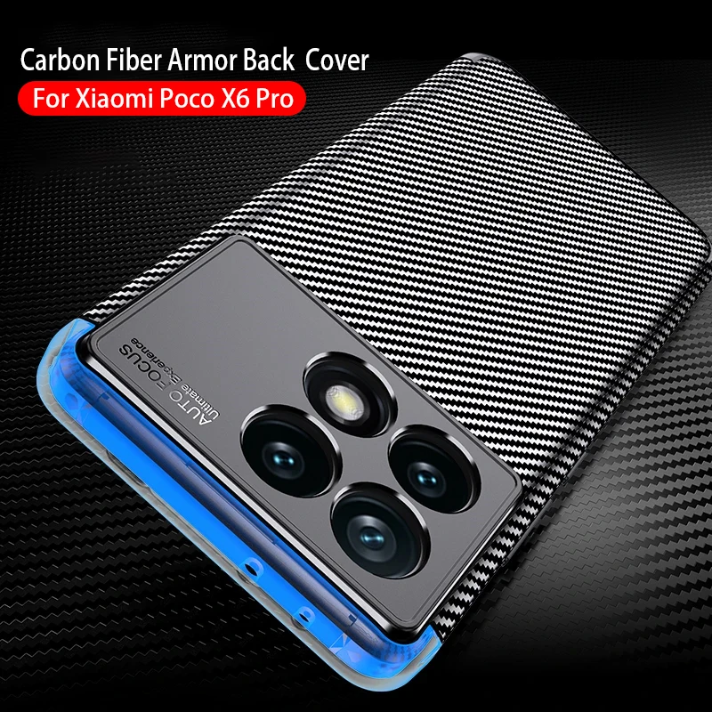 Pocophone Poko Poco Poco Poco X6 Pro X 6 Custodia In Fibra Di Carbonio Silicone Antiurto Coque Per Xiaomi Poco X6 Pro 5G Cover Posteriore In Tpu Opaco