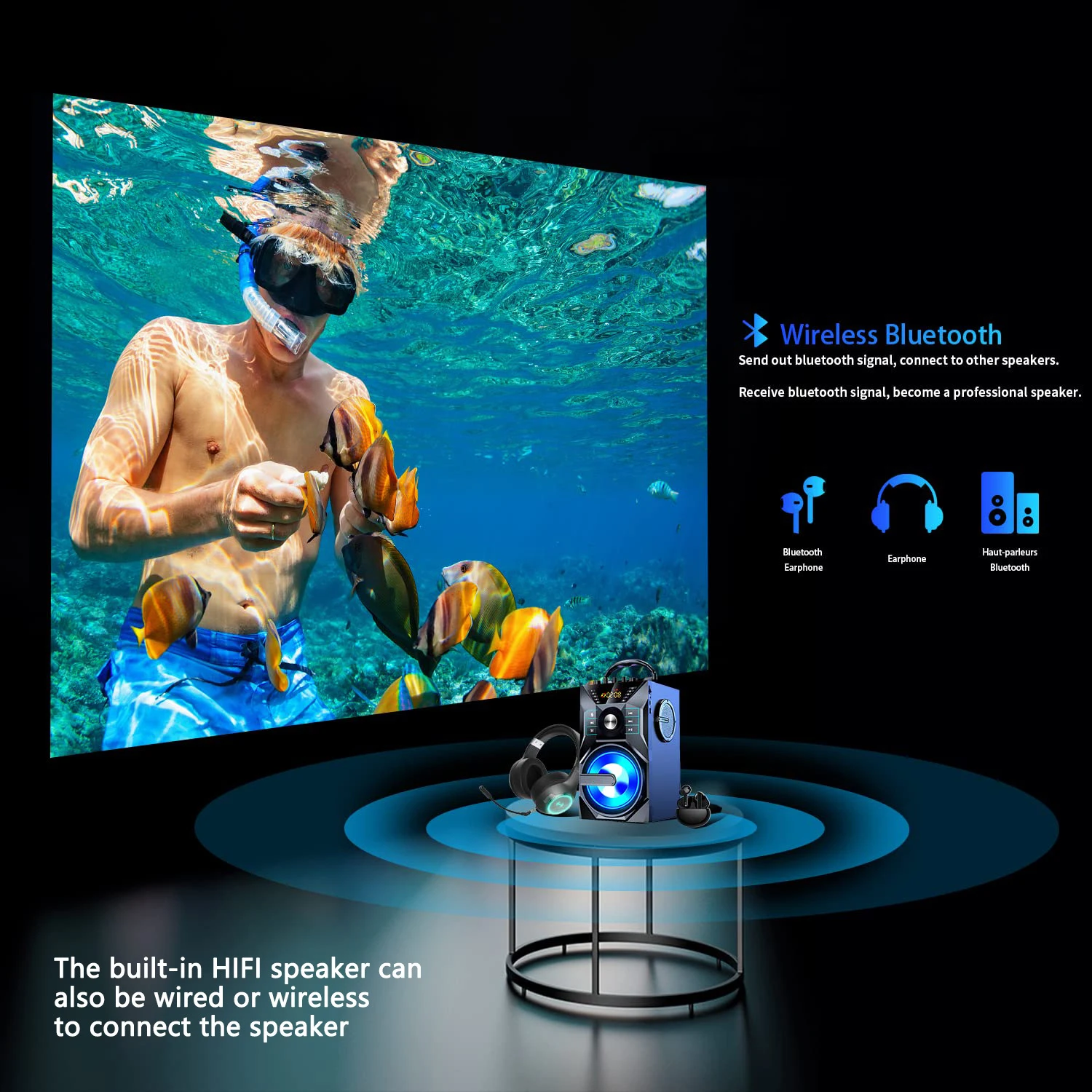 ZAOLIGHTEC P9 4K 초고화질 프로젝터, 스마트 홈, 3D 초단초점 줌, 전자 초점 비머, 비디오 극장