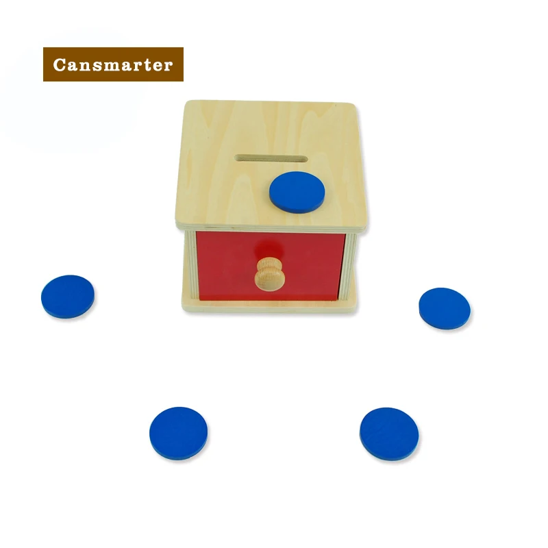Montessori Kids Toy Preschool Training Wooden Coin Box Learning