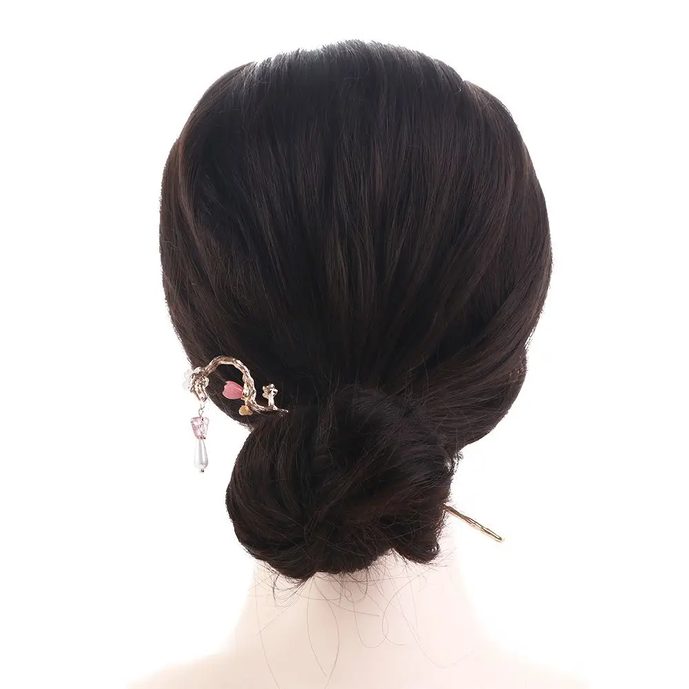 Elegant Headwear Bridal Flower Pendent Tassel Pearl Korean Hanfu Hairpins Women Hair Sticks Hair Clip Chinese Hair Fork