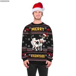 New 3D Printed Men Ugly Christmas Hoodie Unisex Holiday Party Dress Up Xmas Sweatshirts Long-sleeved O-neck Sweatshirt