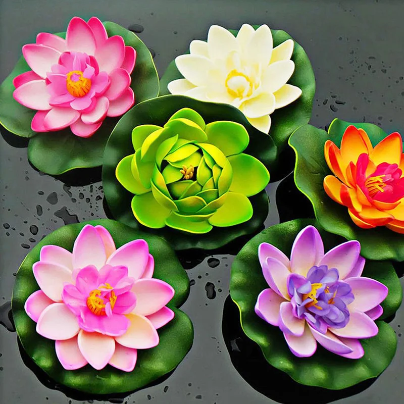 ArtificialFlowersFloatingLotusFoamWaterLilyFakeFlowerPlant